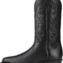 Ariat Heritage Round Toe Western Boots - Mens Round Toe Cowboy Boot, 11 Wide, Black Deertan