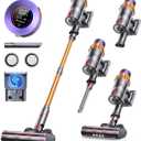 Cordless Vacuum Cleaner, 600W 50KPA 65Mins Cordless Stick Vacuum Cleaner With Touch Screen, Self-Standing,Wall Mount Charging, Handheld Vacuum Cleaners for Home/Pet Hair/Carpets/Hard Floors(X7A)