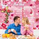 Valentine's Day Christian Backdrop for God John 3:16 Happy Valentines Day Banner Background 7x5FT Christian Valentines Day Decorations for School Classroom