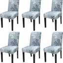 JQinHome Pattern Chair Covers for Dining Room Set of 6, High Stretch Removable Washable Parsons Chair Slipcover for Home Party Hotel Wedding Ceremony (Flower,6PCS)