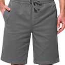 Mens Shorts Casual Shorts Cotton Drawstring Summer Beach Stretch Twill Chino Golf Shorts (42, Grey)