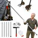Heavy Duty Gutter Cleaning Tool from Ground No Ladder Needed 10FT Gutter Cleaner Kit with Extension Pole Leaf & Roof Debris Remover for 1-2 Story House