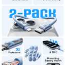 LISEN Coiled USB C Cable, 2 Pack for Android Auto & CarPlay Cable, Short USB A to USB C Cable Compatible with iPhone 17/16/15, Samsung Galaxy S25/S24/S23 A15/A14, Google Pixel 9/8, Blue 4FT