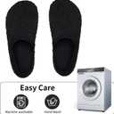 WateLves Womens & Mens Lightweight Cozy Faux Furry House Slippers - Rubber Sole Slip On Sock Shoes - Foldable Travel Slippers - Indoor & Outdoor (Black)