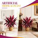 Artificial Tropical Plant UV Resistant Large Faux Plants Outdoor Fake Boston Ferns Potted Plants Realistic Agave Plastic Hostas Greenery Patio Outside Shrubs Flower Grass Front Porch Decor (2 PCS)