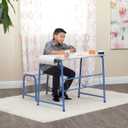 Project Center, Kids Craft Table with Bench In Blue / Spatter Gray 55126, 37.75"W x 21.75"D x 28"H