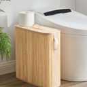 Bamboo Toilet Paper Storage Basket with Lid & Handle - 32L Large Capacity Handwoven Bathroom Organizer for 16 Rolls - Sturdy Stand Holder for Toilet Paper Organization, Natural (Medium)