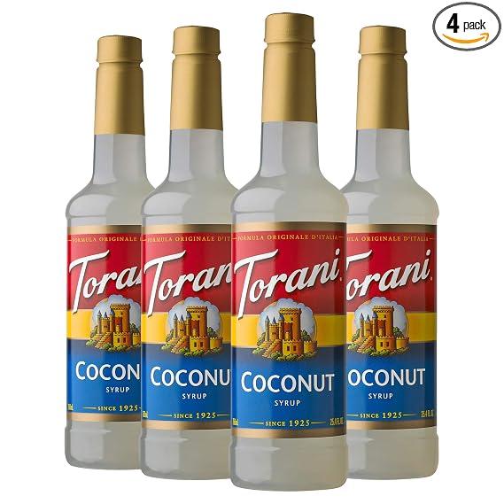 Torani Coconut Flavored Drink Syrup, 25.4 fl oz, 4 Pack