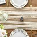 Artoid Mode Pearl Beige Gauze Table Runner 120 Inch 10FT, Seasonal Sheer Dining Holiday Wedding Birthday Baby Shower Table Decor for Home Party