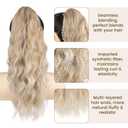Ponytail Extensions 18 Inch Synthetic Claw Clip in Ponytail Extension Long Wavy Curly Hairpiece Fluffy Natural Looking for Women Daily Use (Blonde to Light Blonde)