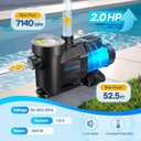 VIVOHOME Self Primming in/Above Ground Swimming Pool Pump w 1.25'' & 1.5" & 2.0'' Unions Energy Saving w/Strainer Baske, 7140 GPH