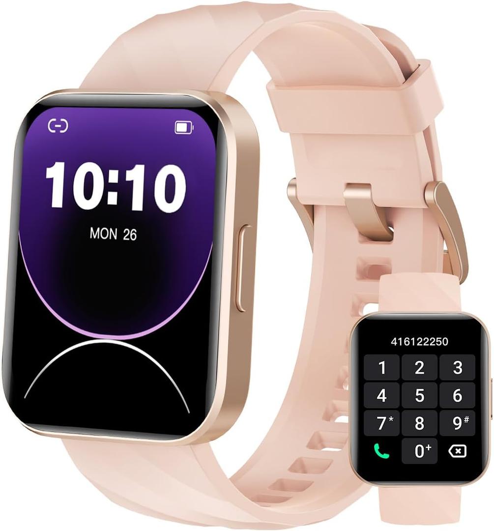 Smart Watch (Answer/Make Calls), 1.85" Smart Watches for Women Men Digital Watch Fitness Tracker with 100+ Sport Modes Heart Rate Monitor for iOS Android Phones Waterproof (Pink)
