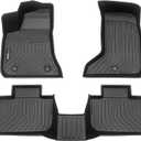 IKON MOTORSPORTS 3D TPE Floor Mats, Compatible with 2011-2023 Dodge Charger AWD & Chrysler 300 AWD, All Weather Waterproof Anti-Slip Liners, Front & 2nd Row Full Set Car Accessories, Black