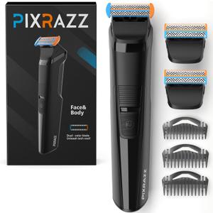 Beard & Body Trimmer for Men Painless Ball Shaver, Groin Trimmer for Pubic Hair, Body and Sensitive Skin USB-C Cordless Electric Razor with 2 Replacement Blades, 3 Guide Combs
