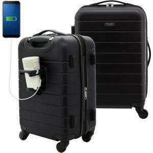 Wrangler Smart Spinner Hardside Luggage, 22-Inch Carry-On, Black