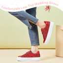 AISFAES Women Glitter Platform Sneakers Sparkly Lace-Up Chunky Sneakers Fashion Low-Top Tennis Shoes Comfortable Metallic Sequin Walking Shoes, 7, Red Glitter