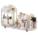 Makeup Organizer Countertop for Vanity, Rotating Perfume Tray with 5-compartment Cosmetic and Skincare Organizers, Multi-Purpose Desk Storage Makeup Brush Holder for Bathroom Bedroom Counter