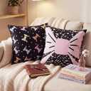 2 Pcs Composition Bow Throw Pillow Covers 18'' x 18'' Pastel Bow Knot Classroom Decor Back to School Pillow Cases Dots Pillowcases for Couch Bedroom Living Room