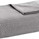 Madison Park Egyptian Cotton Luxury Blanket Grey 108x90 King Size Knit Premium Soft Cozy 100% Cerified Egyptian Cotton For Bed, Couch or Sofa