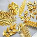 30PCS Artificial Plants Yellow Leaves Mixed Tropical Palm Leaf Fake Yellow Plant Bush Grass Fern Bushes Faux Shrubs Greenery for Party Wedding Decorations Beach Birthday Luau Party Decor