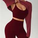 SOLY HUX Women's Tracksuit Set 3 Piece Workout Outfits Long Sleeve Crop Top Camisole and Leggings Gym Activewear