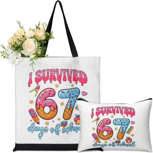 Paterr 2 Pcs Teacher Appreciation Gifts Survival Kit Tote Bag Cosmetic Makeup Bag Pink Teacher Thank You Gifts for Women