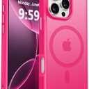 MOCCA Strong Magnetic for iPhone 16 Pro Max Phone Case, [Compatible with Magsafe][16FT Mil-Grade Drop Protection] Slim Thin Translucent Matte Protective Cover Case for iPhone 16 Pro Max Case, Hot Pink