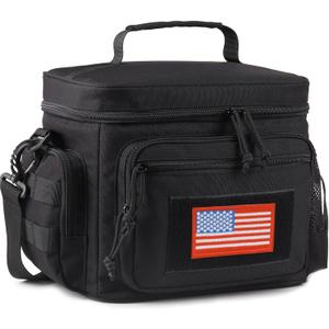 Lunch Box for Men, Tactical Lunch Bag MOLLE Webbing Leakproof Insulated Large Lunch Cooler Women Adult Meal with Adjustable Shoulder Strap Durable Lunch Pail(Black) (Medium)