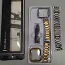 REASDEN Stainless Steel Band and Case Compatible With Apple Watch Iwatch Ultra Series 11 10 9 8 7 6 5 4 3 2 1 SE 49mm 45mm 46mm 44mm 42mm 41mm 40mm 38mm,Men Women Classic Classy Metal Business (Gold/Silver&Silver)