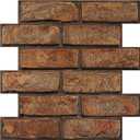 COMSTICKC 3D Reddish Brown Brick Wall Panels Peel and Stick Wall Covering,10 Pcs of 12"X12", Not Real Brick, Small Size Thin PVC Fake Brick Backsplash for DIY Wall Upgrades Indoor