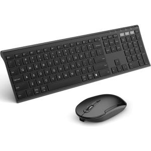 Bluetooth Keyboard Mouse, Multi-Device Wireless Keyboard and Mouse Combo, Dual-Mode, Ultra Slim, Rechargeable, for Windows/Mac OS (Black)