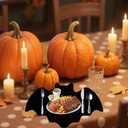 8 pcs Halloween Bat Placemats Set Black Non Slip Felt Placemats for Halloween Party Dining Table Decorative