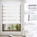 GHV Zebra Blinds for Windows Corded Blackout Dual Layer Privacy Shades Light Control for Day and Night Home Office (White, 31 in (W) x 64 in (H))