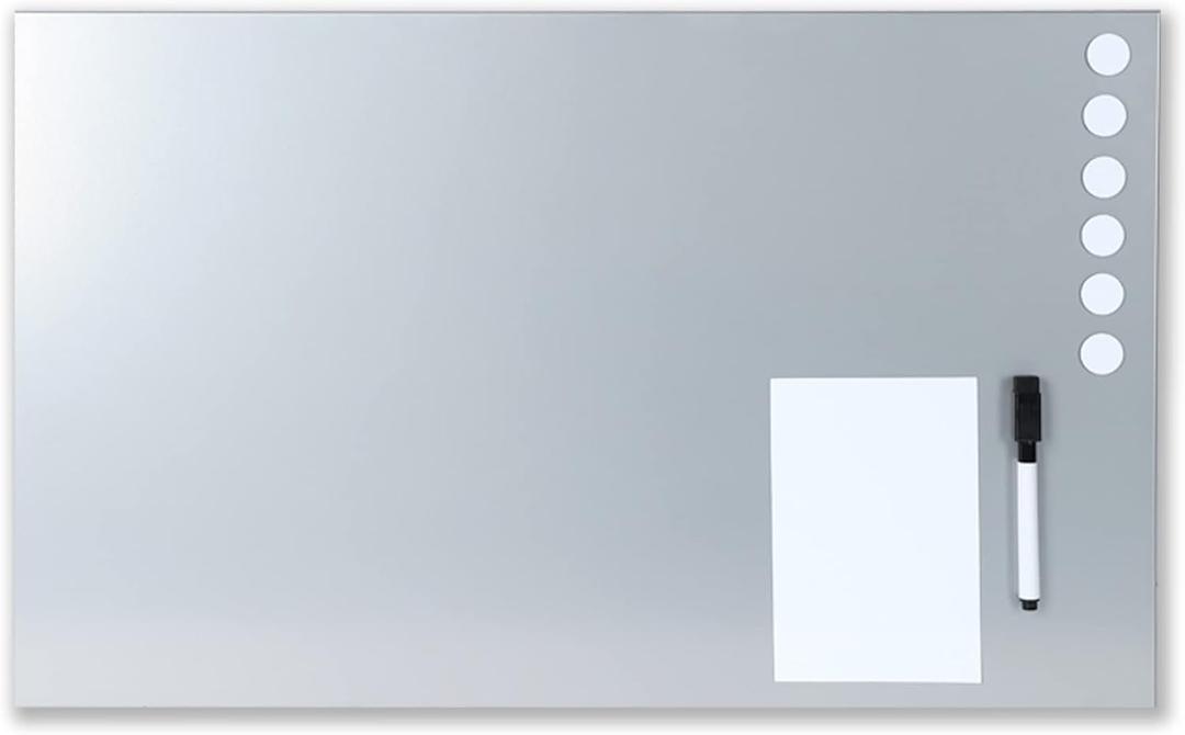 MMF Industries STEELMASTER Magnetic Bulletin Board - 24 x 14 Inches - Silver - Includes 6 Magnets, 4 x 6 Dry Erase Board & Dry Erase Marker - Scratch Resistant Finish - Horizontal & Vertical Display