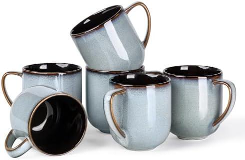 LERATIO 12OZ Ceramic Coffee Mugs Set of 6, Large Porcelain Coffee Cups With Large Handle For Latte,Cappuccino,Milk,Cocoa,|Dishwasher&Microwave Safe Mug Sets,Ideal for Man,Woman,Dad, Mom