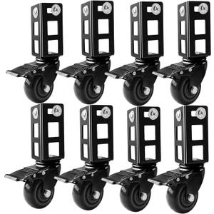8PCS Storage Rack Caster Wheels,3" Heavy Duty Locking Caster Wheels Warehouse Shelf & Storage Racks Accessories, Fit for Boltless Self Locking Shelving Racks,1000LB Capacity(Black)