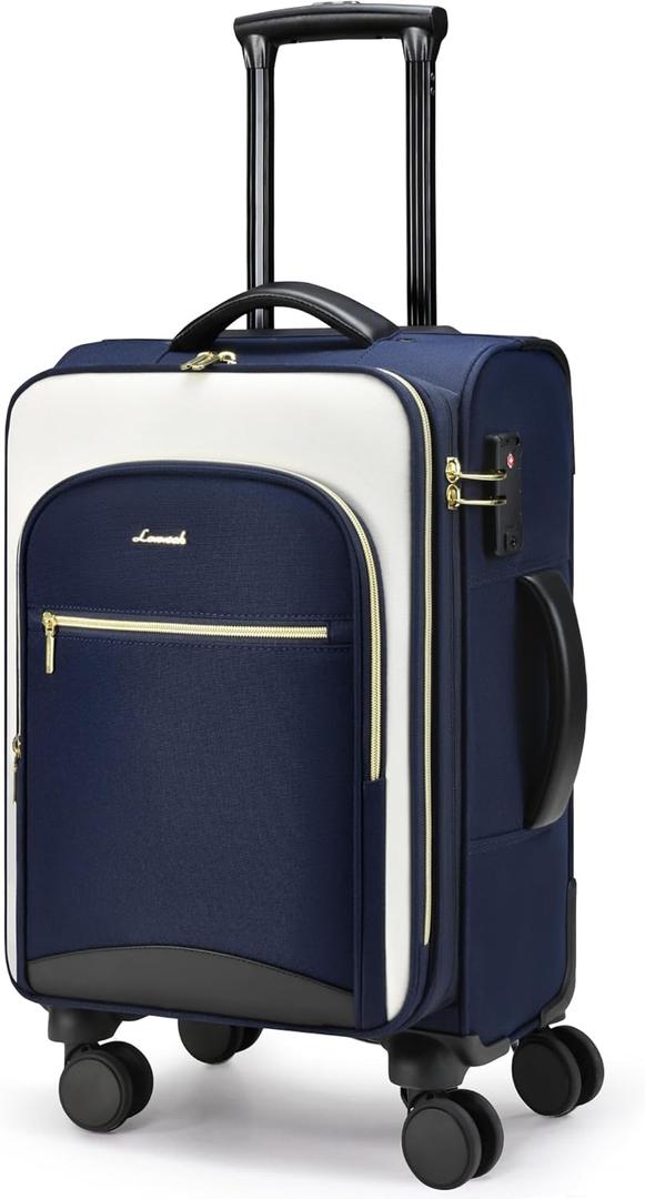 LOVEVOOK Carry On Luggage 22x14x9 Airline Approved, 20 Inch Softside Suitcases with Wheels, Lightweight Spinner Carry on Suitcase with TSA Lock, Water-Resistant Large Capacity Luggage for Travel (Black-White-Chestnut) LOVEVOOK Carry On Luggage 22x14x9 Airline Approved, 20 Inch Softside Suitcases with Wheels, Lightweight Spinner Carry on Suitcase with TSA Lock, Water-Resistant Large Capacity Luggage for Travel (Black-White-Chestnut)