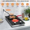 Karinear 110V Electric Cooktop 2 Burners Electric Stove 12 Inch Knob Control Countertop & Built-in Ceramic Cooktop, 9 Heating Level, Hot Warning, Over-Temperature Protection(White Knob)
