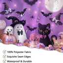 ZTHMOE Halloween Ghost Shower Curtain for Bathroom Purple Cute Cartoon Cat Spooky Horror Pumpkins Home Decorations Sets with 12 Hooks Waterproof Polyester 72" x 72"