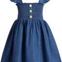 JEELLIGULAR Toddler Dress Ruffle Sleeveless Button Down Dress for Toddler Girl Dress Summer Beach Casual A-line Sundress (6-7 Years)