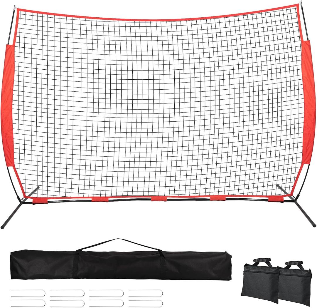 7x7/16x10/20x10ft Backstop Net, Ball Stop Net with Handbag,Fix Sports Net Barrier by 4 Spike&2 Sandbag,Sports Practice Barrier Net for Baseball,Softball,Lacrosse Train,Backstop Net for Backyard