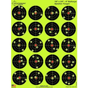 Splatterburst Targets - 18 x 24-4 inch Bullseye Splatter Target - Easily See Your Shots Burst Bright Fluorescent Yellow Upon Impact - Made in USA (10 Pack)