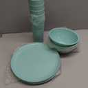 Youngever 18-Piece Plastic Kitchen Dinnerware Set, Plates, Dishes, Bowls, Cups, Service for 6 (Mint Color)