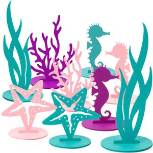 SUNBEAUTY 20Pcs Mermaid Party Decoration DIY Felt Table Centerpiece Under The Sea Baby Shower Little Mermaid Girl Birthday Party Supplies