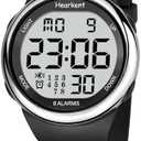 Hearkent 8 Vibrating Alarm Watch Medication Reminder Watch for Elderly Big Number Digital, Silent Alarm Wristband with Light and Timer 50 M Waterproof Watch