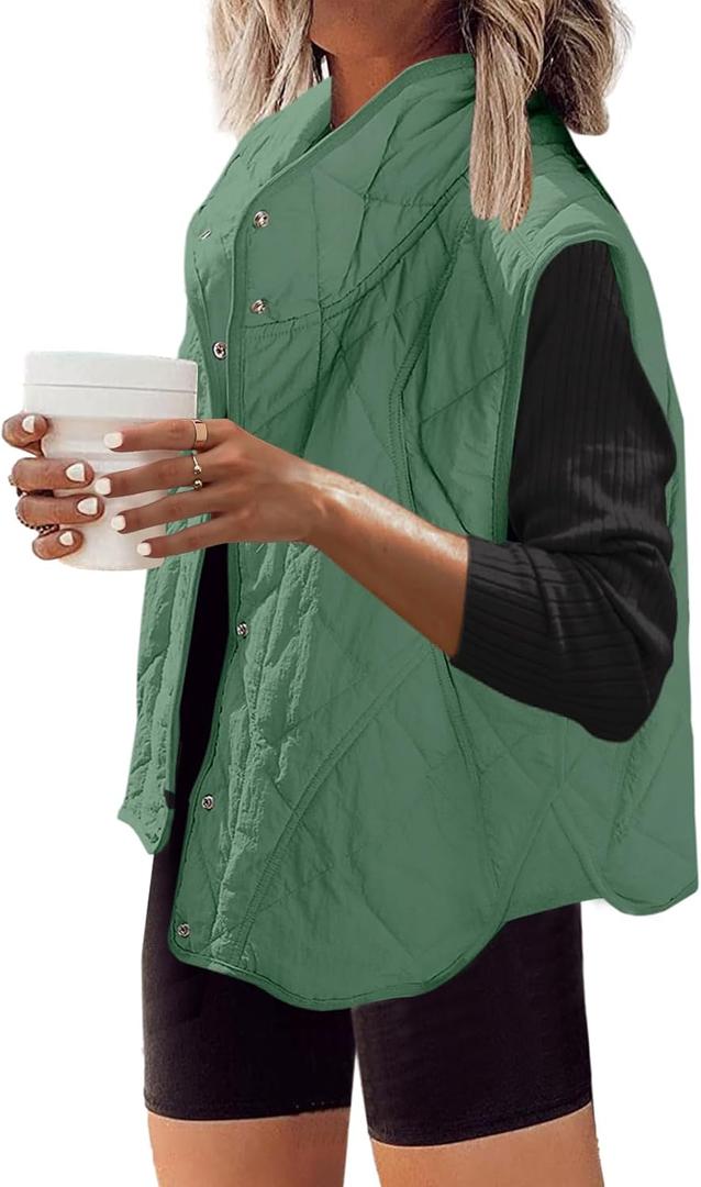 SENSERISE Womens Puffer Vest Quilted Vests Oversized Lightweight Outerwear Puffy Padded Jacket Winter Fall Outfits (XXL)