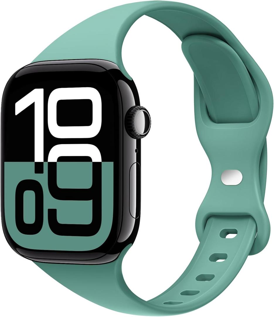 2 x STG Sport Slim Thin Narrow Silicone Bands Compatible with Apple Watch Band Ultra 3/2/1 49mm, Series 11/10 46/42mm, 9/8/7 45/41mm, SE 6/5/4 44/40mm, 3/2/1 42/38mm for Women Men (Cactus)