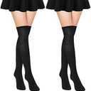 Black Knee High Socks 2 Pairs Size L/LX
