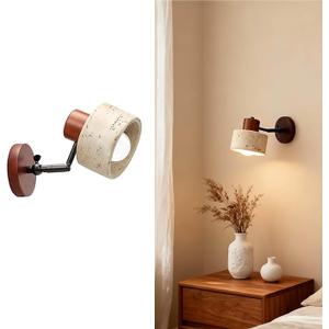 Zelipan Faux Travertine Wall Sconce, 4.7" Hardwired Wall Mounted Light, 180° Rotatable Mid Century Modern Marble Lamp for Bedroom, Bedside, Reading (E26 Bulb Not Included)