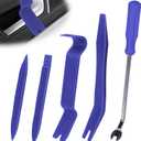 BFXM 5PCS Auto Trim Removal Tool kit, Car Accessories Clip Pry Tools Kit No Scratch Plastic, Car Door Panel Rivet Pliers Tool Kit, Interior Fastener Puller Remover Body Repair Set for Car (Blue)